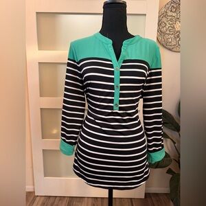 Striped Black and Green Women's Top